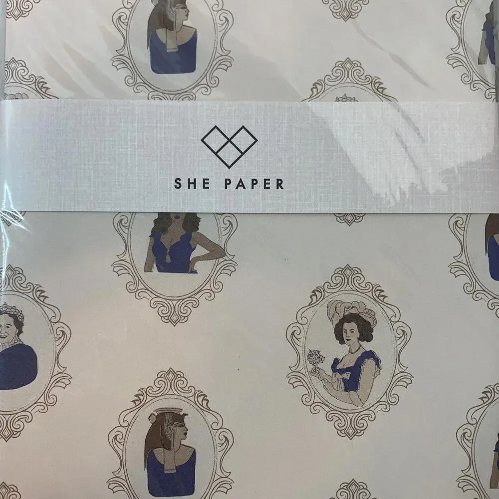 She Paper Luxury Gift Wrap Yas Queen Royal Portraits 2‎ Sheets 19.5x27 Brooklyn